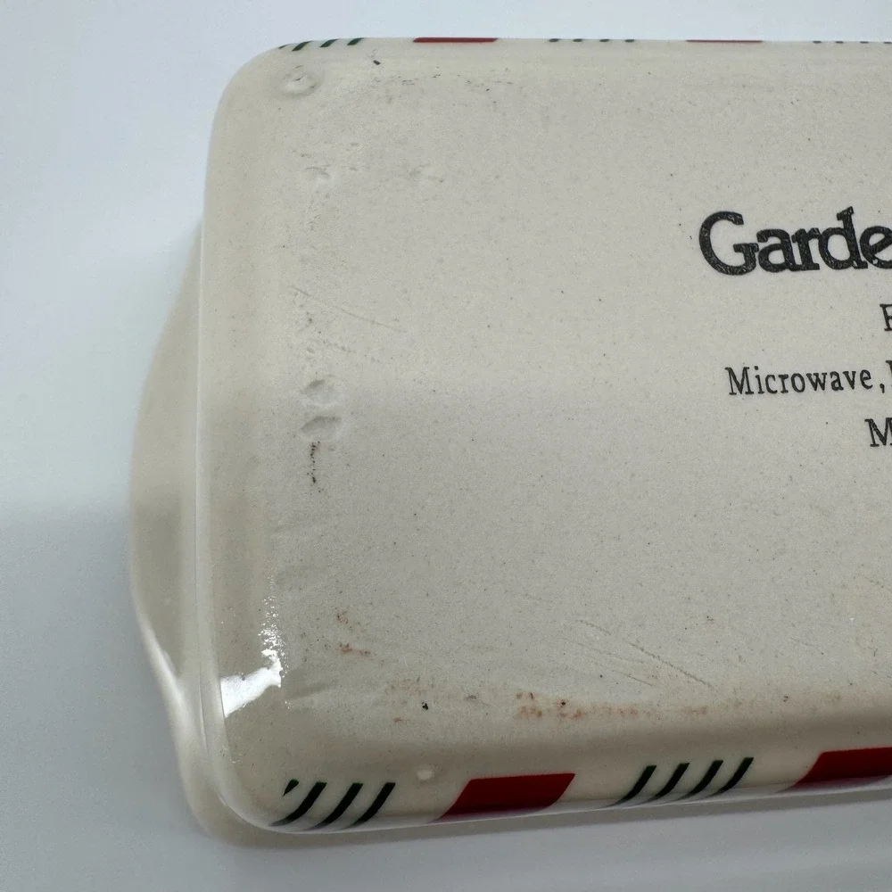 Garden Ridge Mini Loaf Pan Christmas Ceramic Candy Cane Stripe Baking Dish